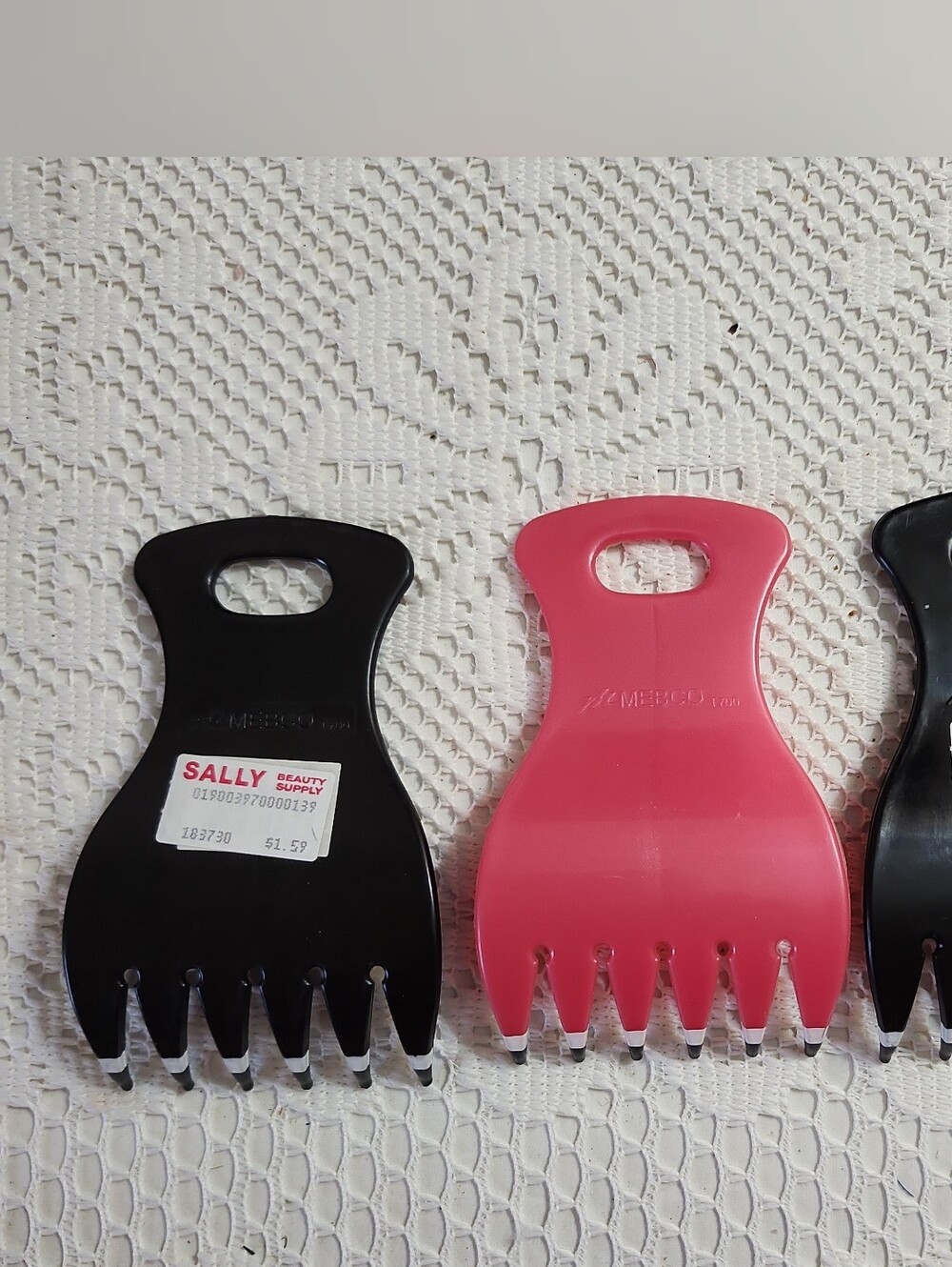 Lot of 3 Vtg 90s Mebco Feather Bear Claw Hair Tousle Combs Double dipped